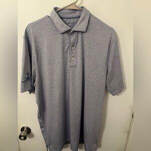 johnnie-O Blue & Gray Striped Polo Shirt